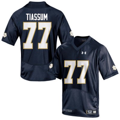 Notre Dame Fighting Irish Men's Brandon Tiassum #77 Navy Blue Under Armour Authentic Stitched College NCAA Football Jersey UJP5499GX